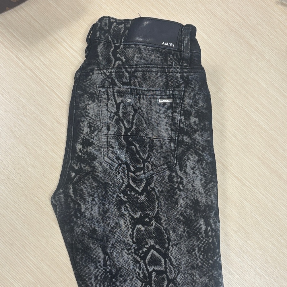 AMIRI Women's Black Snake-Print Skinny Jeans